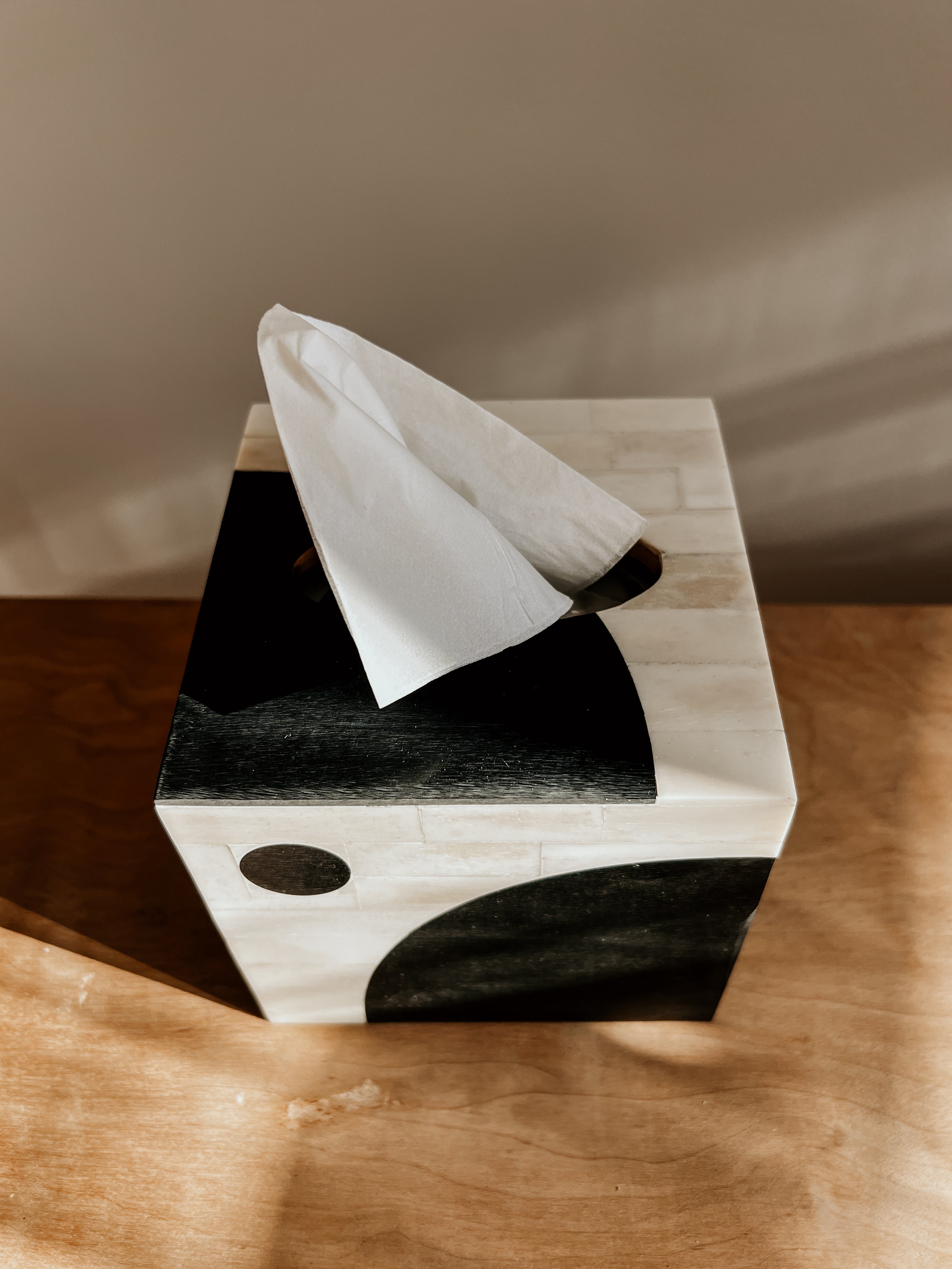 Resin Tissue Box | Cream & Black - Shop Adele Catherine 