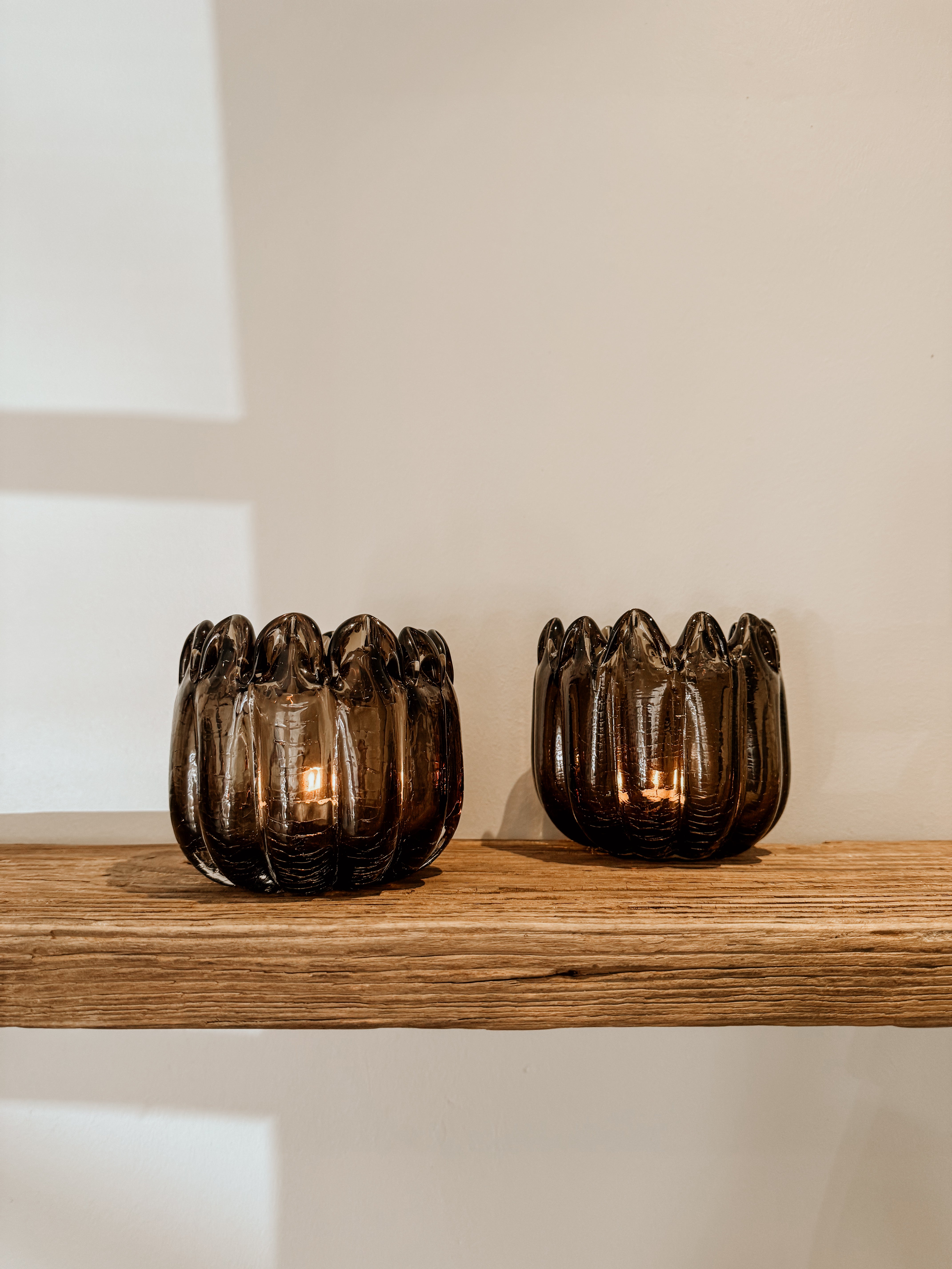 Glass Flower Candle Holder | Brown - Shop Adele Catherine 