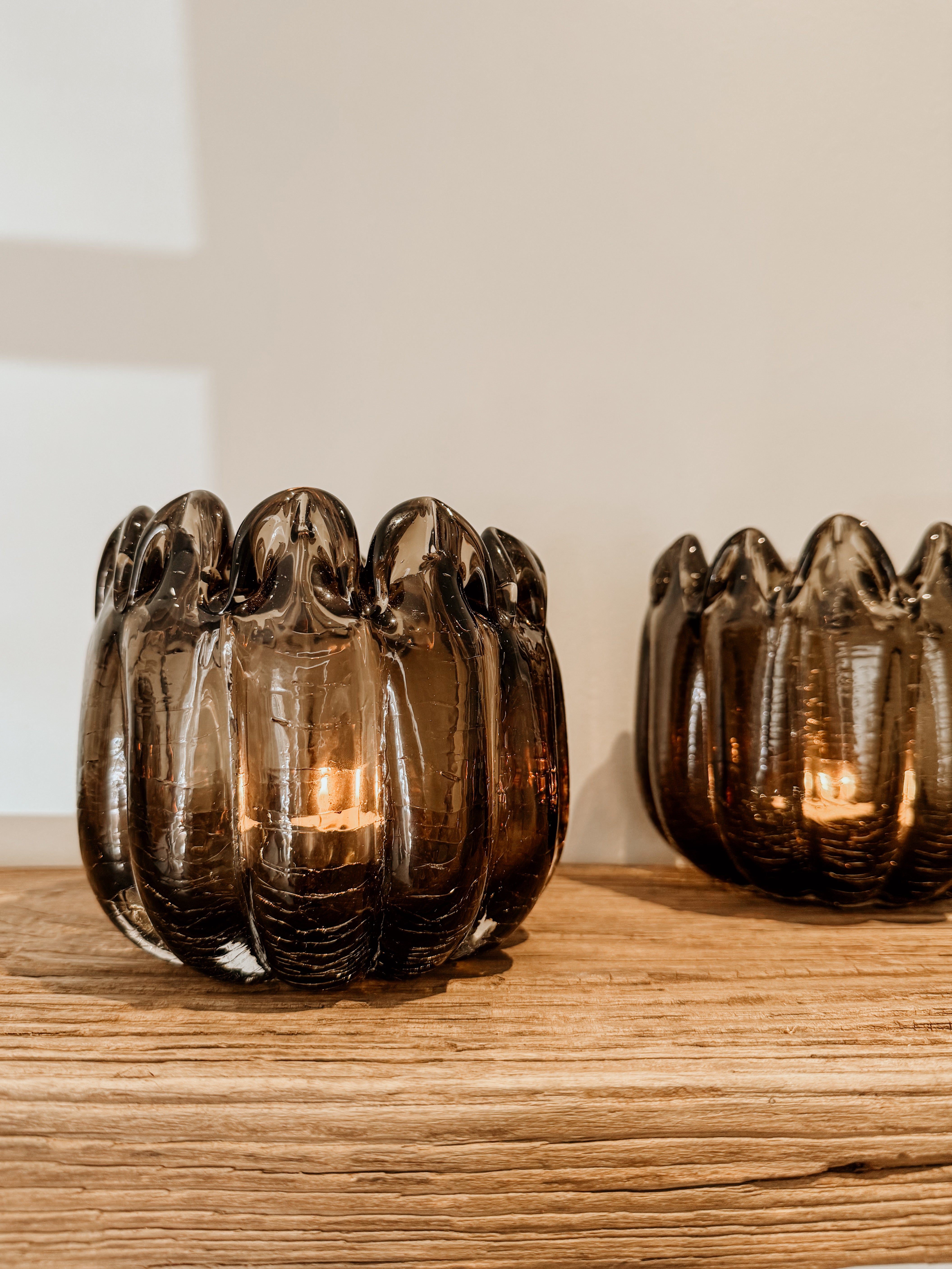 Glass Flower Candle Holder | Brown - Shop Adele Catherine 