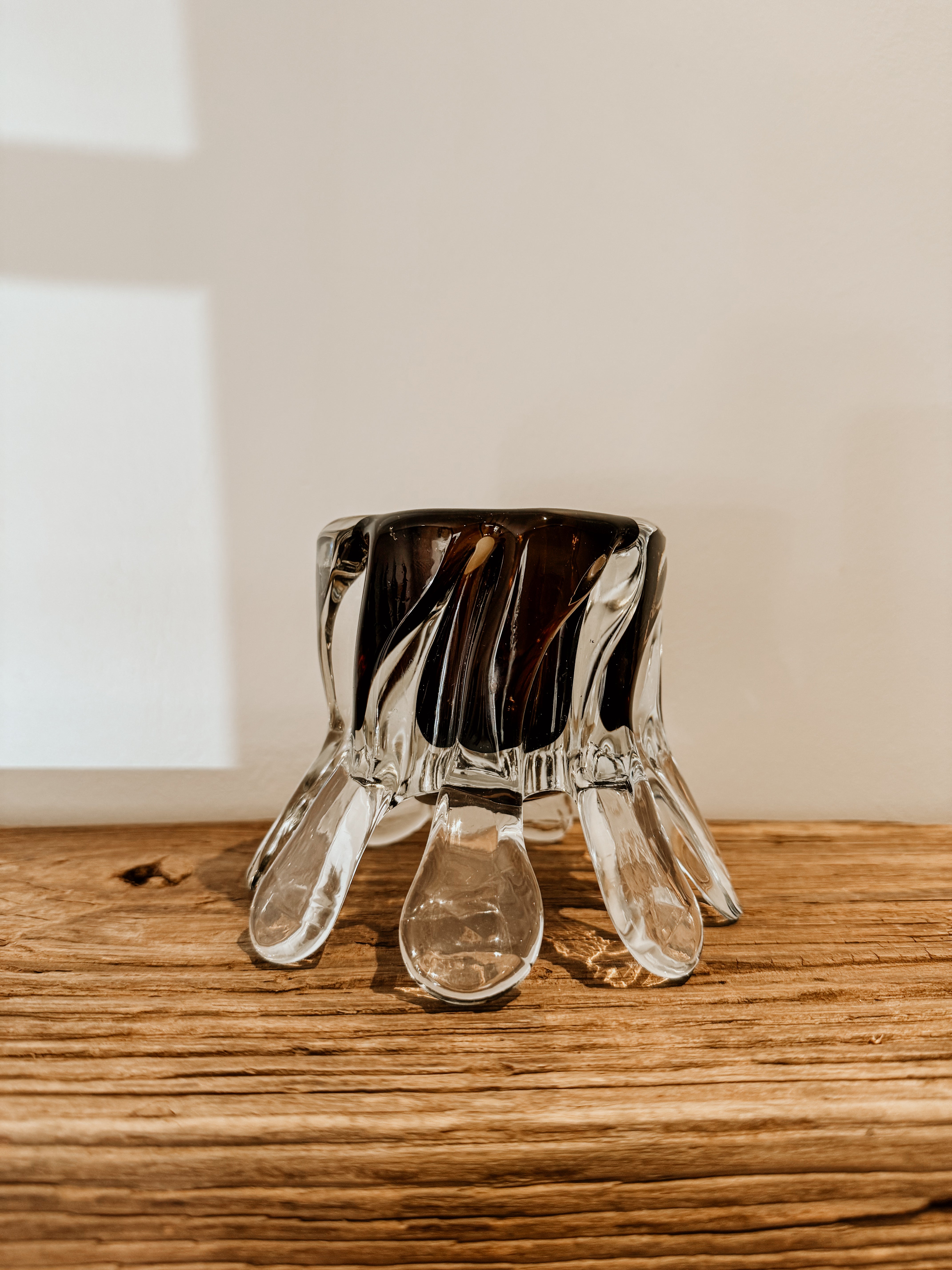 Glass T-Light On Feet | Brown - Shop Adele Catherine 