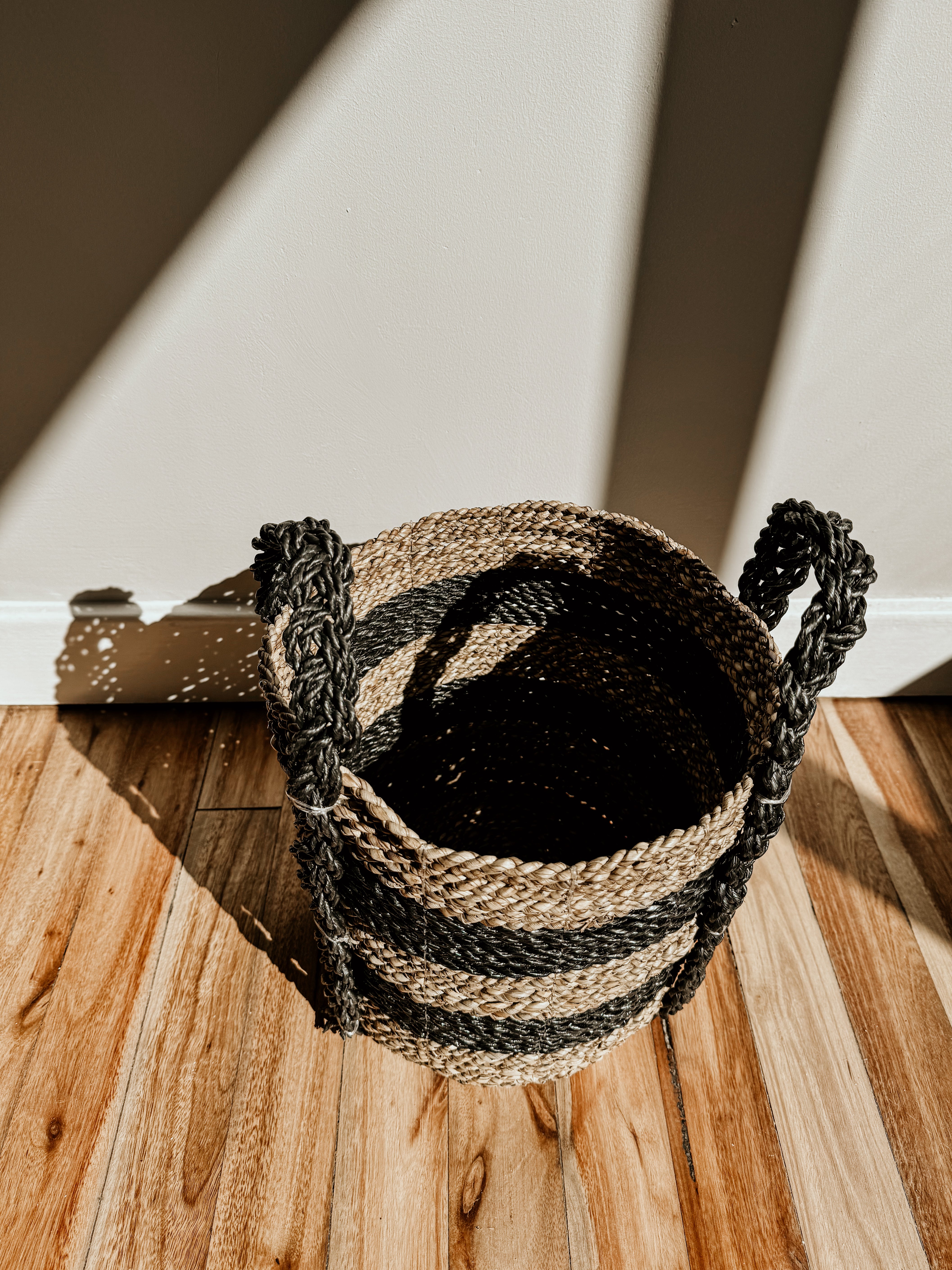 Broad Stripe Basket | Black & Natural