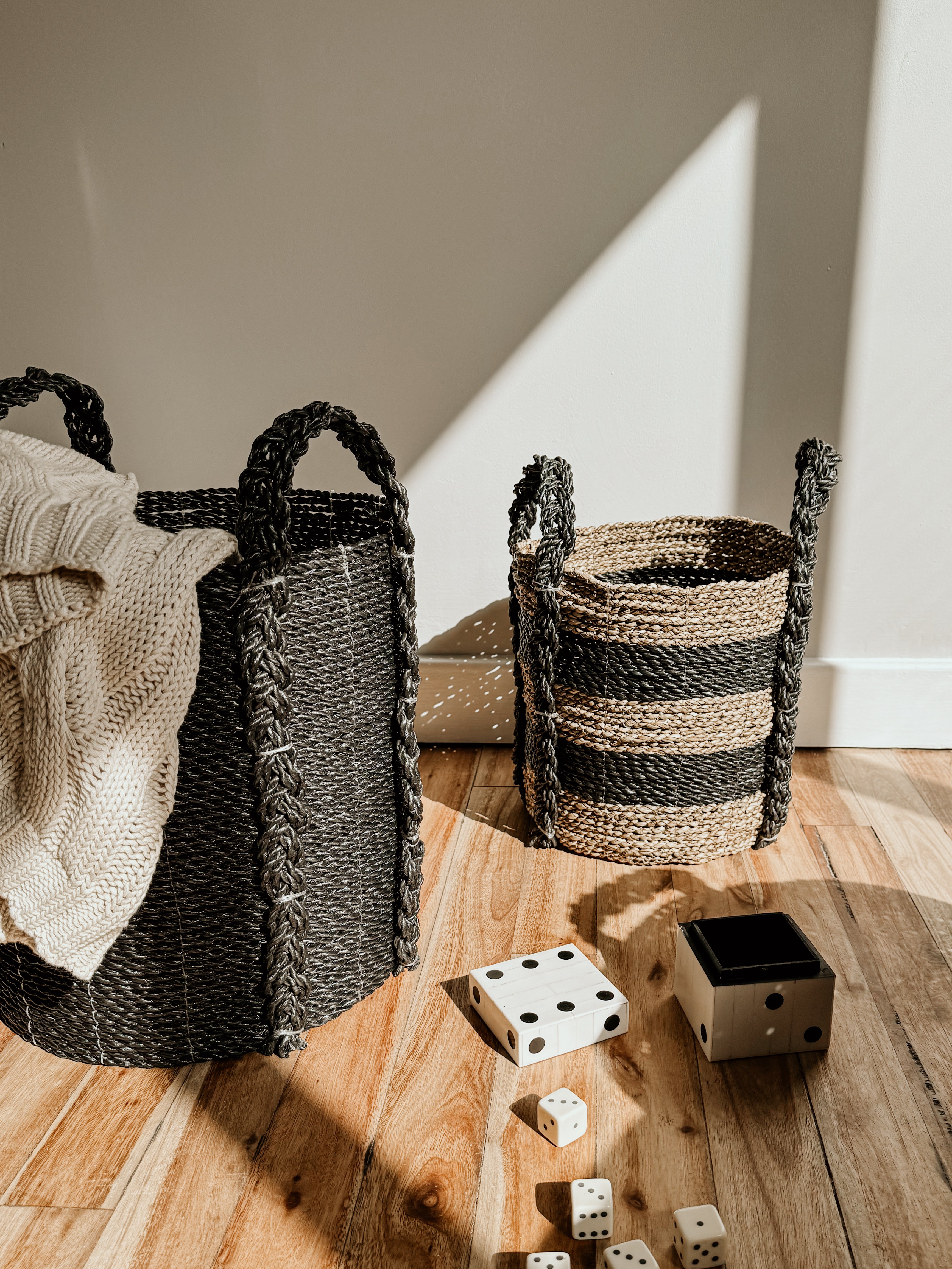 Broad Stripe Basket | Black & Natural