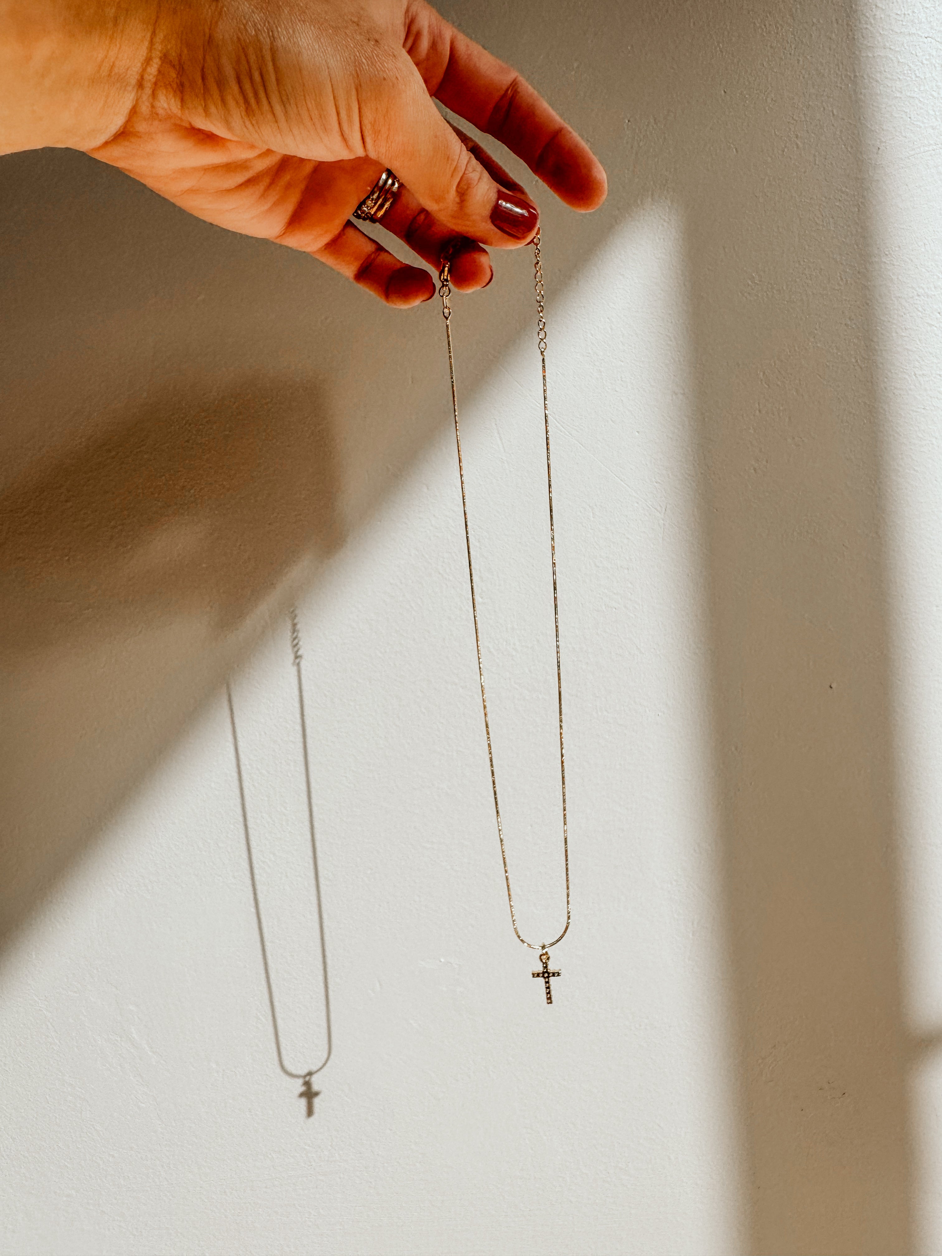 The Sparkle Cross Necklace | Gold - Shop Adele Catherine 