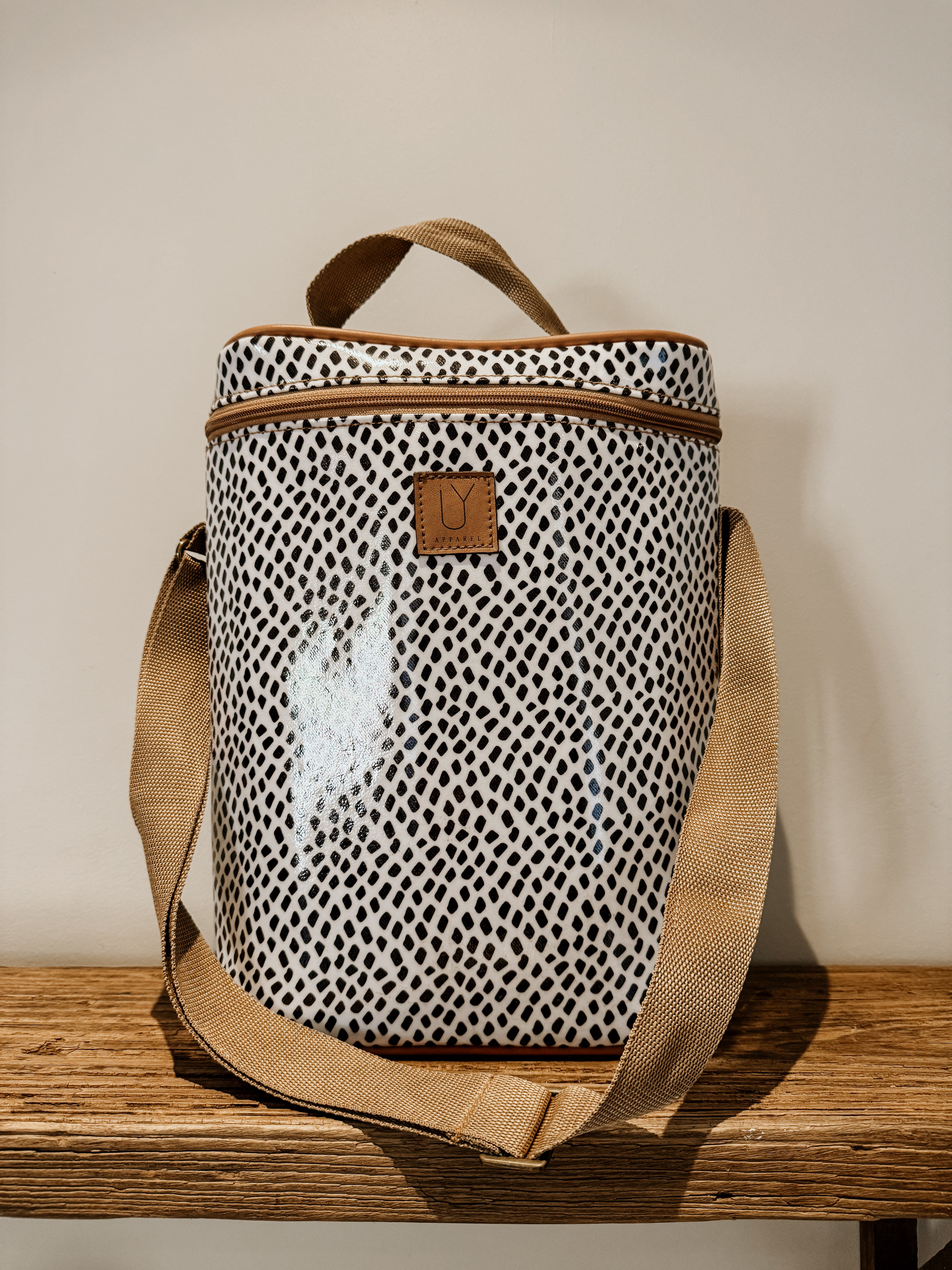 Spotted Sling Cooler Bag | Black on White - Shop Adele Catherine 