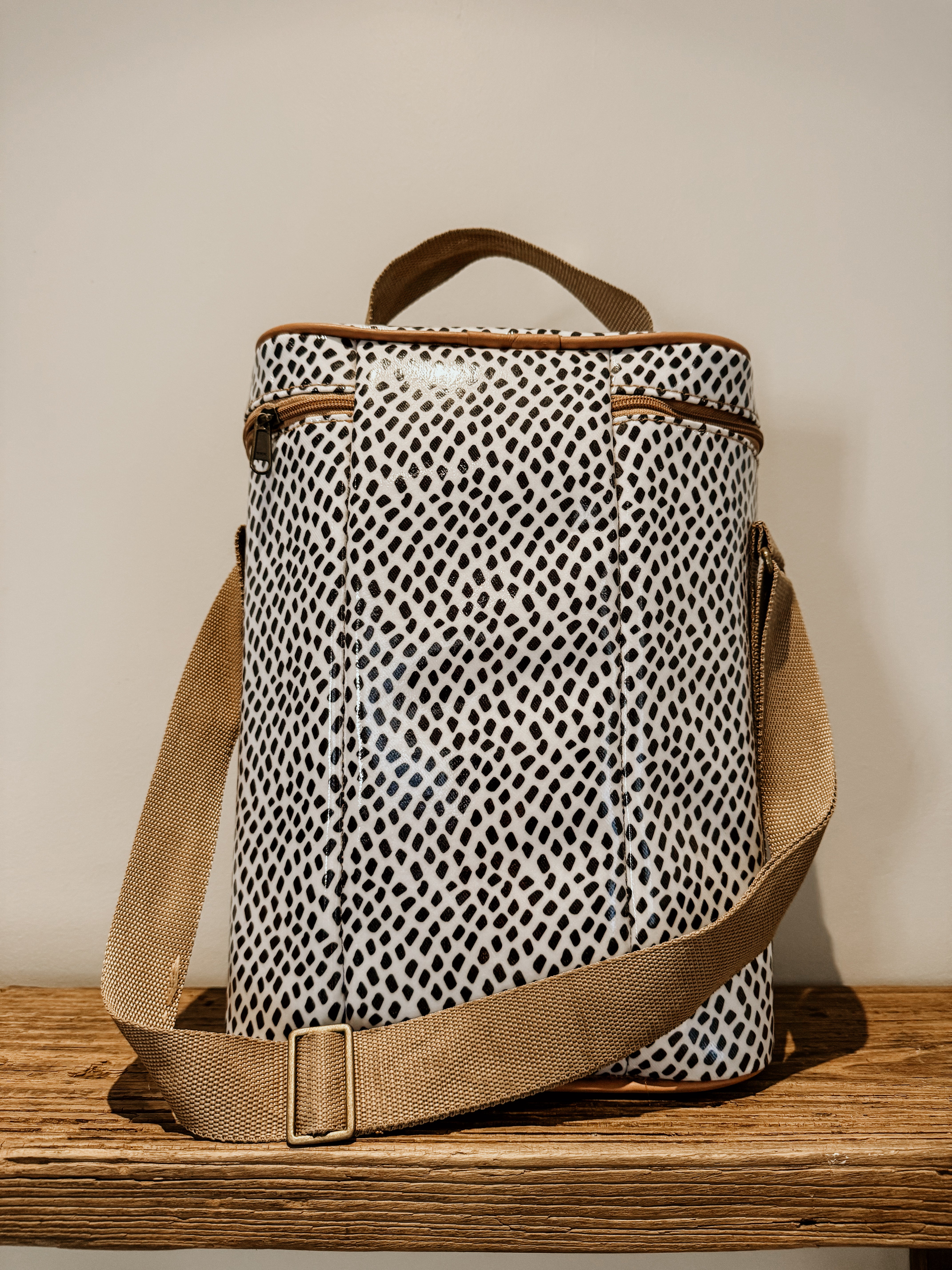 Spotted Sling Cooler Bag | Black on White - Shop Adele Catherine 