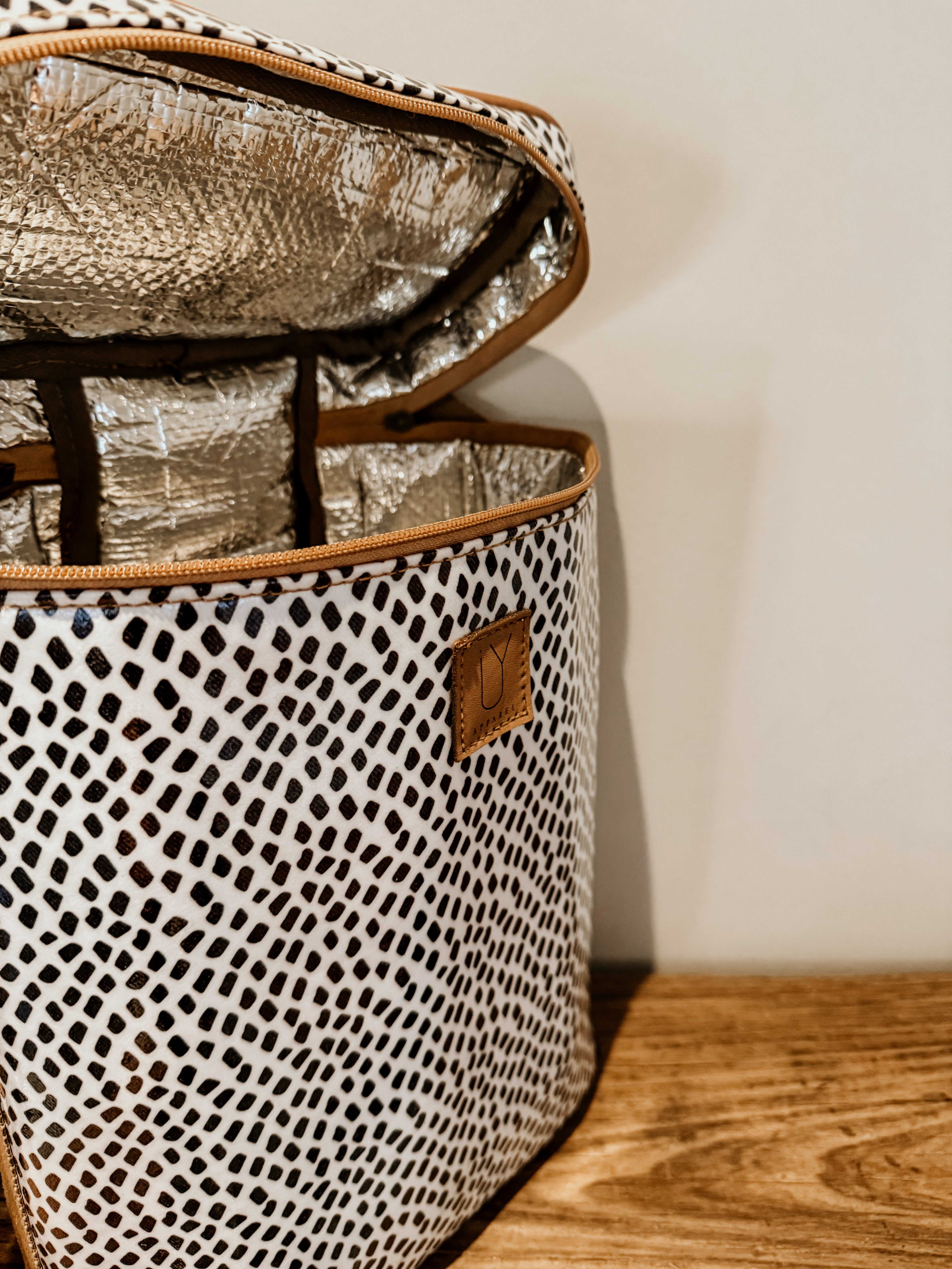 Spotted Sling Cooler Bag | Black on White - Shop Adele Catherine 