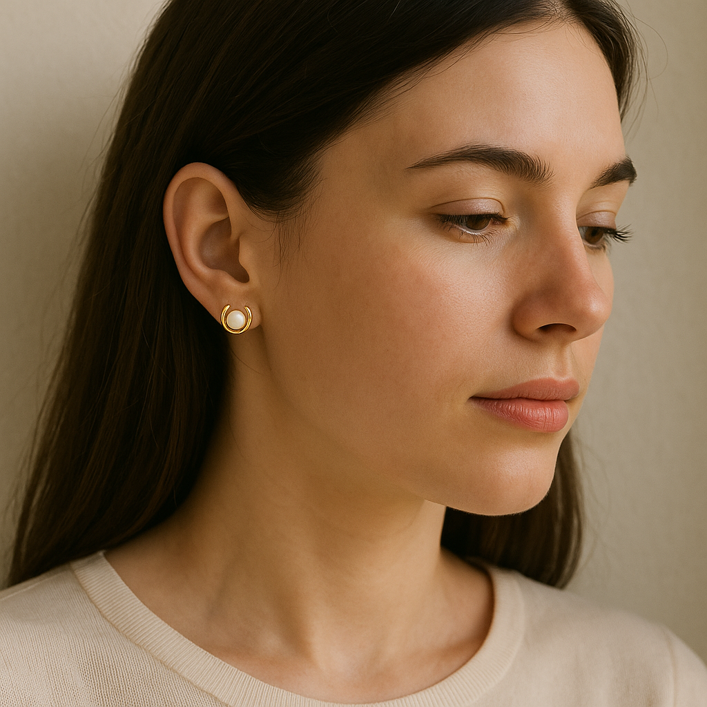 Full Moon Earring | Brass White - Shop Adele Catherine 