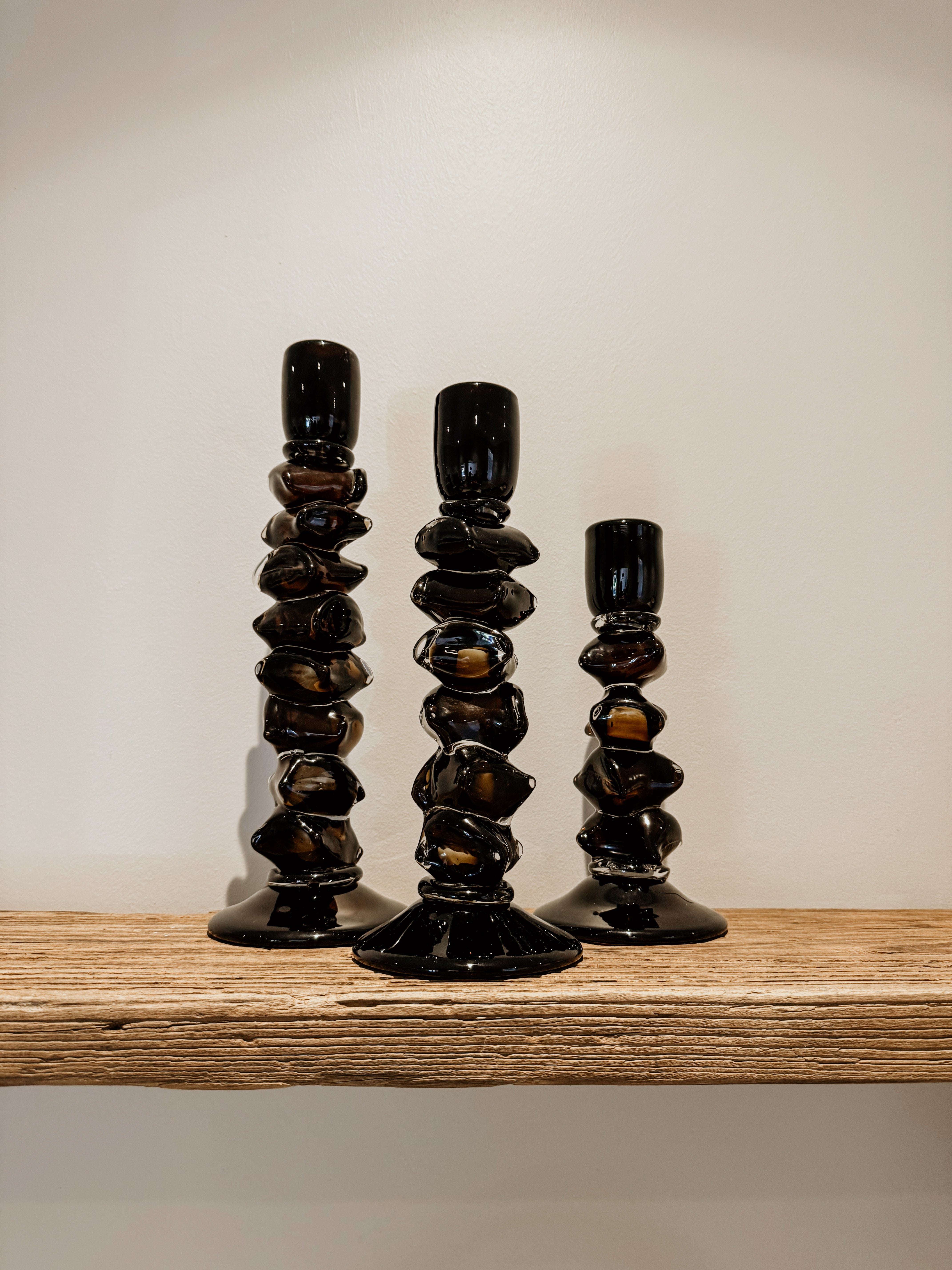 Stone Glass Candle Holder | Brown - Shop Adele Catherine 