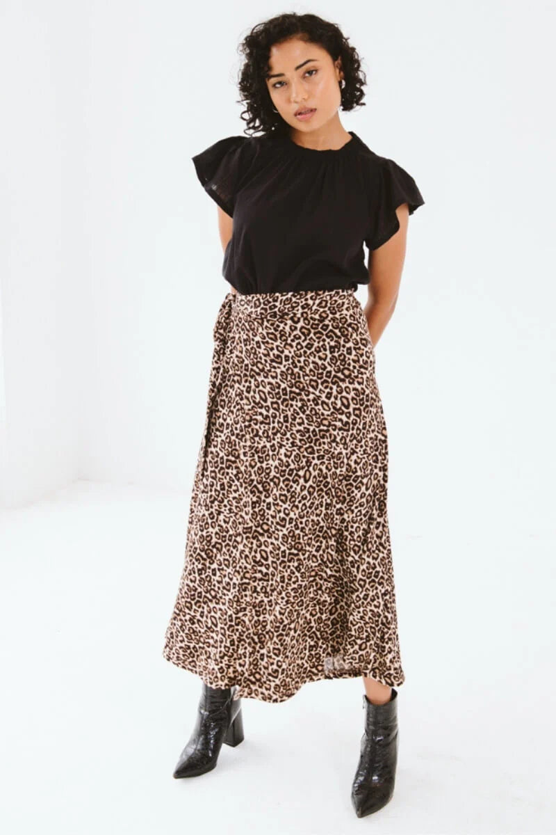 Donna Wrap Skirt | Leopard - Shop Adele Catherine 
