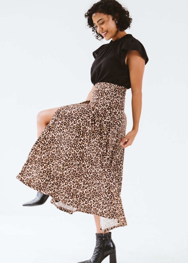 Donna Wrap Skirt | Leopard - Shop Adele Catherine 