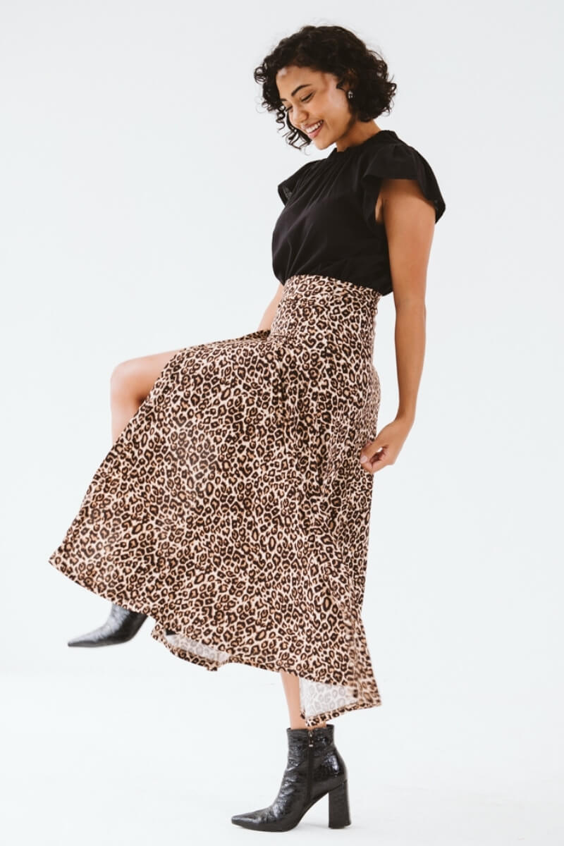 Donna Wrap Skirt | Leopard - Shop Adele Catherine 