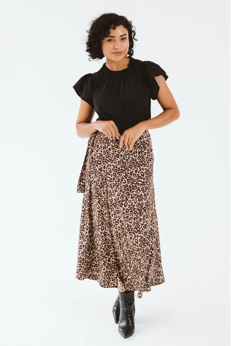Donna Wrap Skirt | Leopard - Shop Adele Catherine 