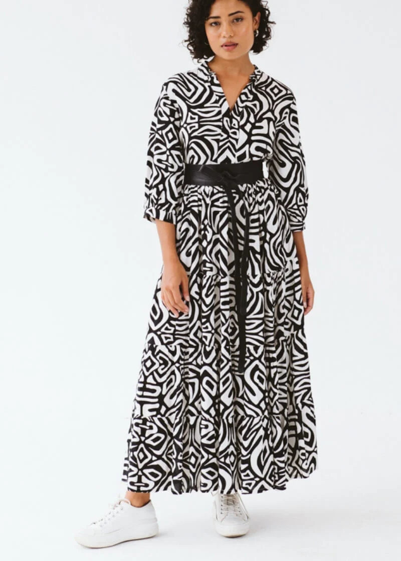 Jaipur Inca Dress | Black & White - Shop Adele Catherine 
