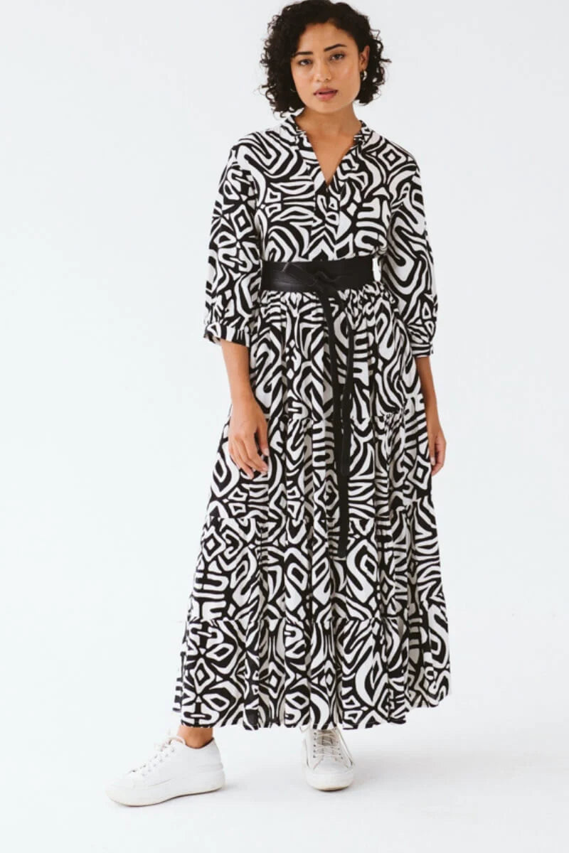Jaipur Inca Dress | Black & White - Shop Adele Catherine 