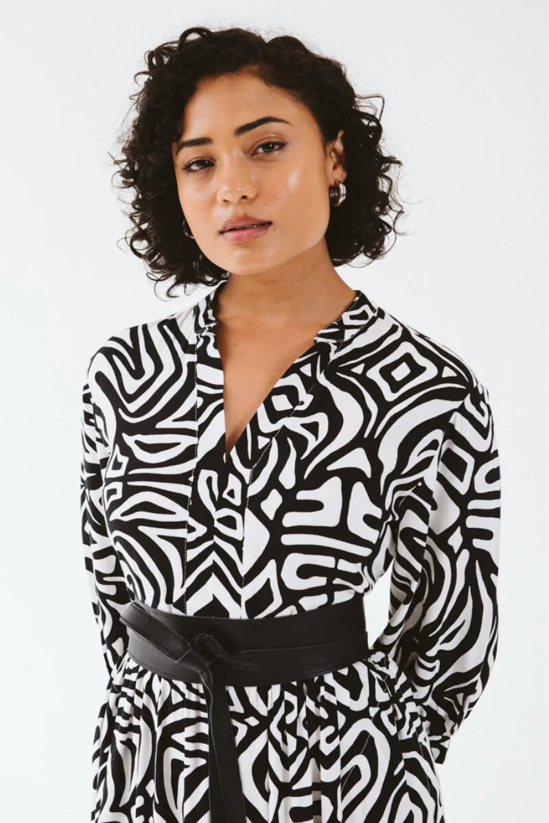 Jaipur Inca Dress | Black & White - Shop Adele Catherine 