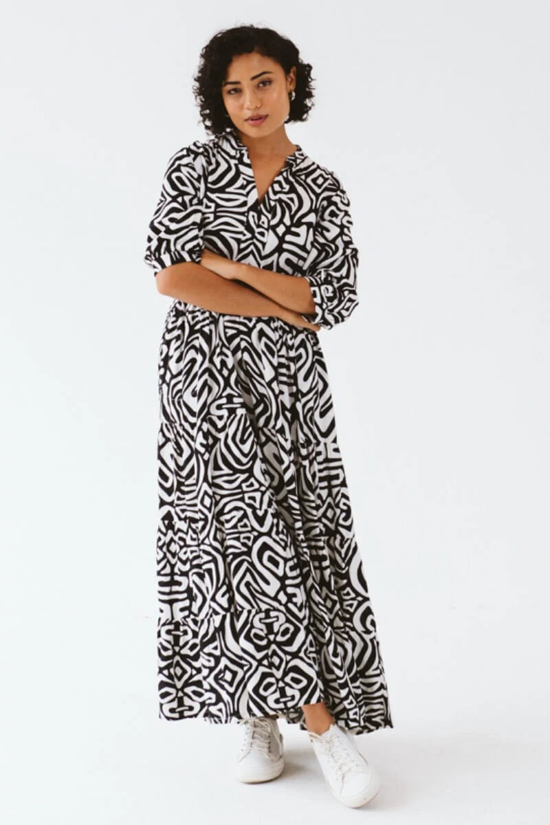 Jaipur Inca Dress | Black & White - Shop Adele Catherine 