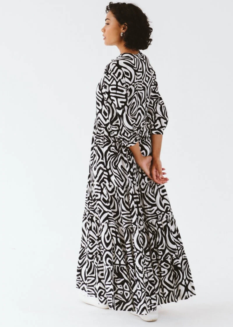 Jaipur Inca Dress | Black & White - Shop Adele Catherine 