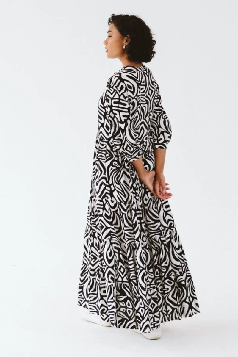 Jaipur Inca Dress | Black & White - Shop Adele Catherine 