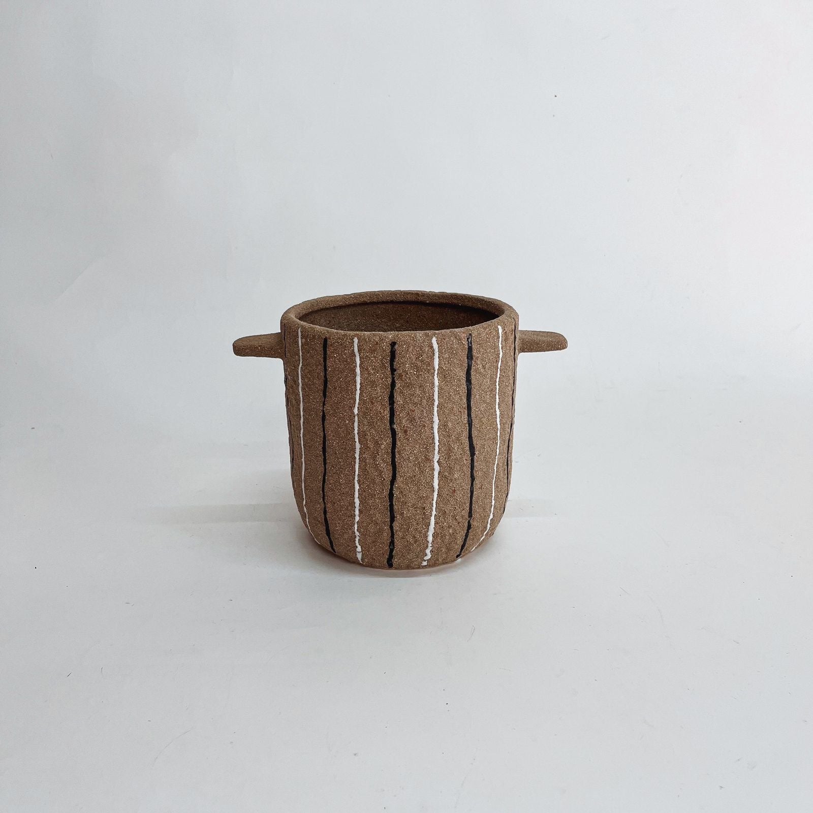 Pot | Terracotta | White & Black Stripe - Shop Adele Catherine 