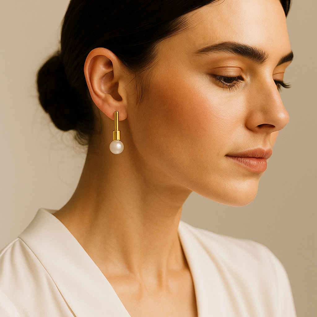 Short Slim Moonbeam Earring | Brass - Shop Adele Catherine 