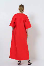 Rene Trapeze Dress | Melon Red - Shop Adele Catherine 