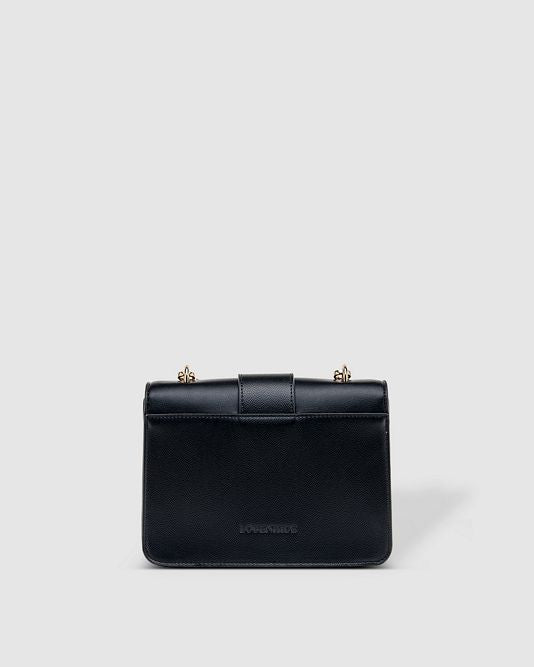 Black Caprice consignment handbag by LouenHide with sleek design and textured leather finish.