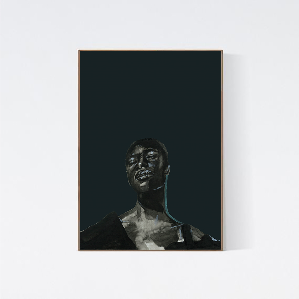 Adele Grace art print by Adele Schmitz featuring Nandi on a dark background, displayed as a high-quality consignment artwork image.