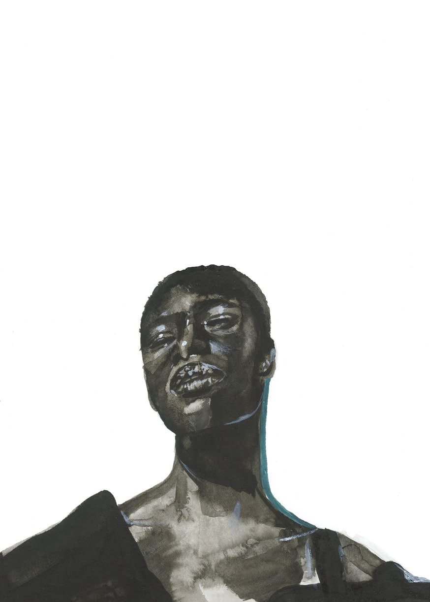 Adele Grace Nandi art print by Adele Schmitz on white background, featuring a detailed, elegant portrait of Nandi in soft tones.