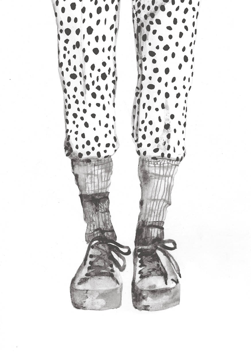 A grey consignment piece by Adele Schmitz titled "See You There," displayed on a hanger against a neutral background.